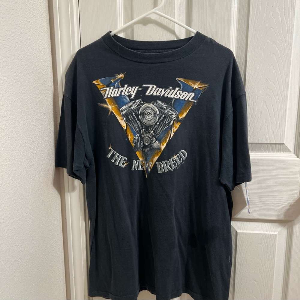 Harley-Davidson Black and Gold Engine Graphic Tee